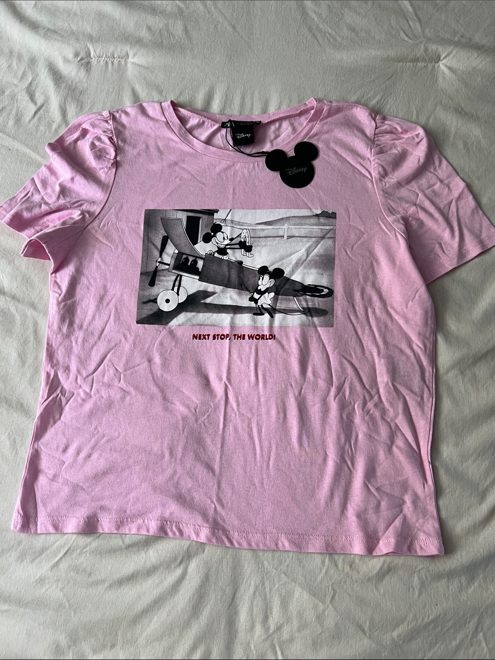 Zara Pink Short Sleeve Mickey Graphic Tee